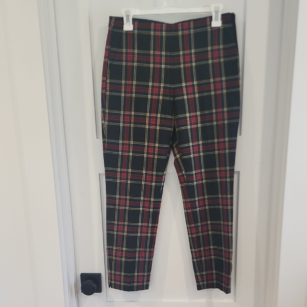 J. Crew Womens Fully Lined Plaid Pants - Black, Red, Yellow, Green